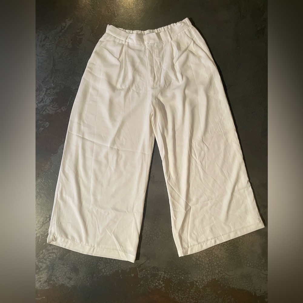 Tronjori Wide Leg white Pants